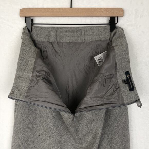 BROOKS‎ BROTHERS 100% Wool A-Line Midi Skirt Sz 10 Gray Lined Faux Belt Preppy - Picture 4 of 10